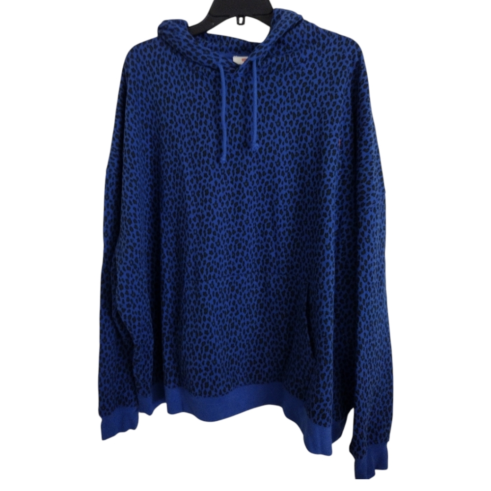 Levi's NWT blue black leopard cheetah print hoodie kangaroo pocket size 3X